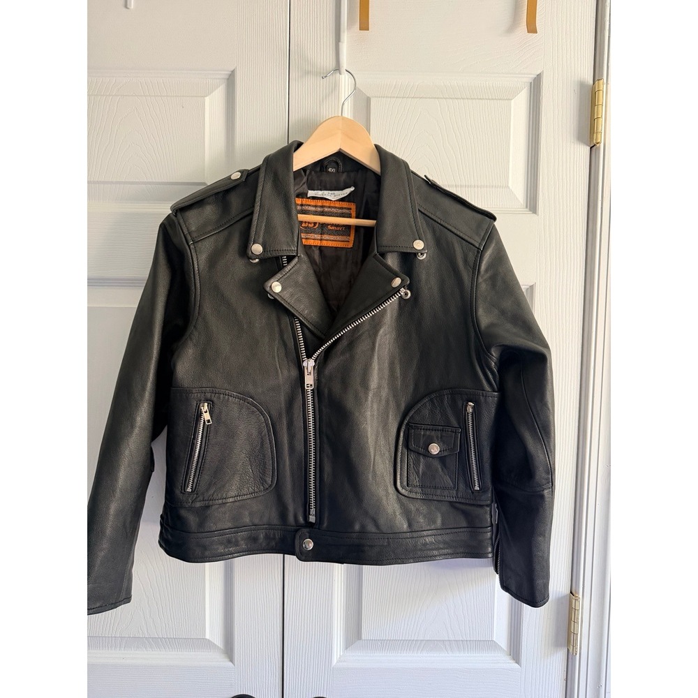 Daniel Smart Black Leather Motorcycle Jacket Biker Asymmetrical Zip Womens 4XL